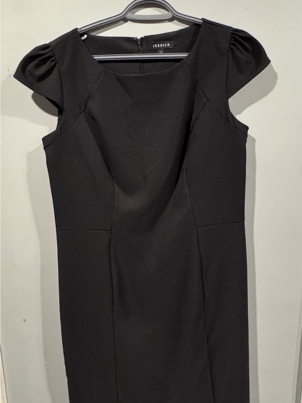 Jessica Black Cap-Sleeve Midi Sheath Dress